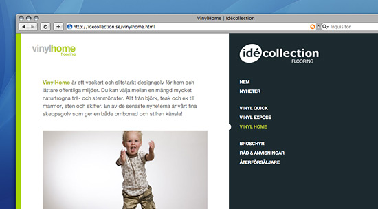 Skärmdump på nya Idecollection.se
